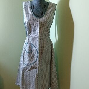 Long vintage homemade apron with pocket small